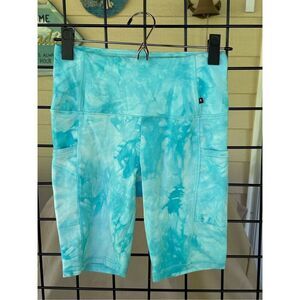 Women’s Marika Turquoise‎ Tie Dyed High Waist Biker Yoga Shorts sz small